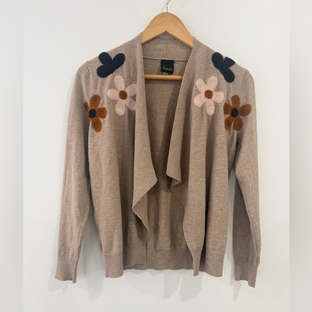 Aaeda Women’s Open Front Soft Felt‎ Floral Cardigan Size Small